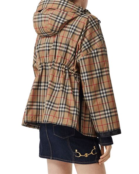 burberry logo tape hooded jacket|Burberry vintage check jacket.